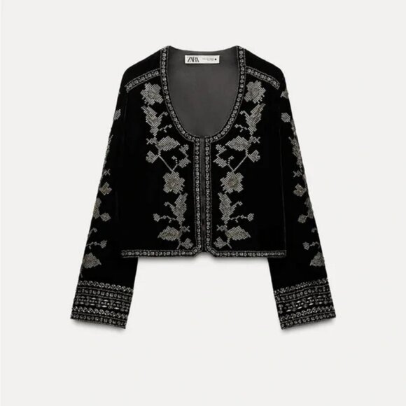 ZARA EMBROIDERED VELVET JACKET ZW COLLECTION - Picture 2 of 6